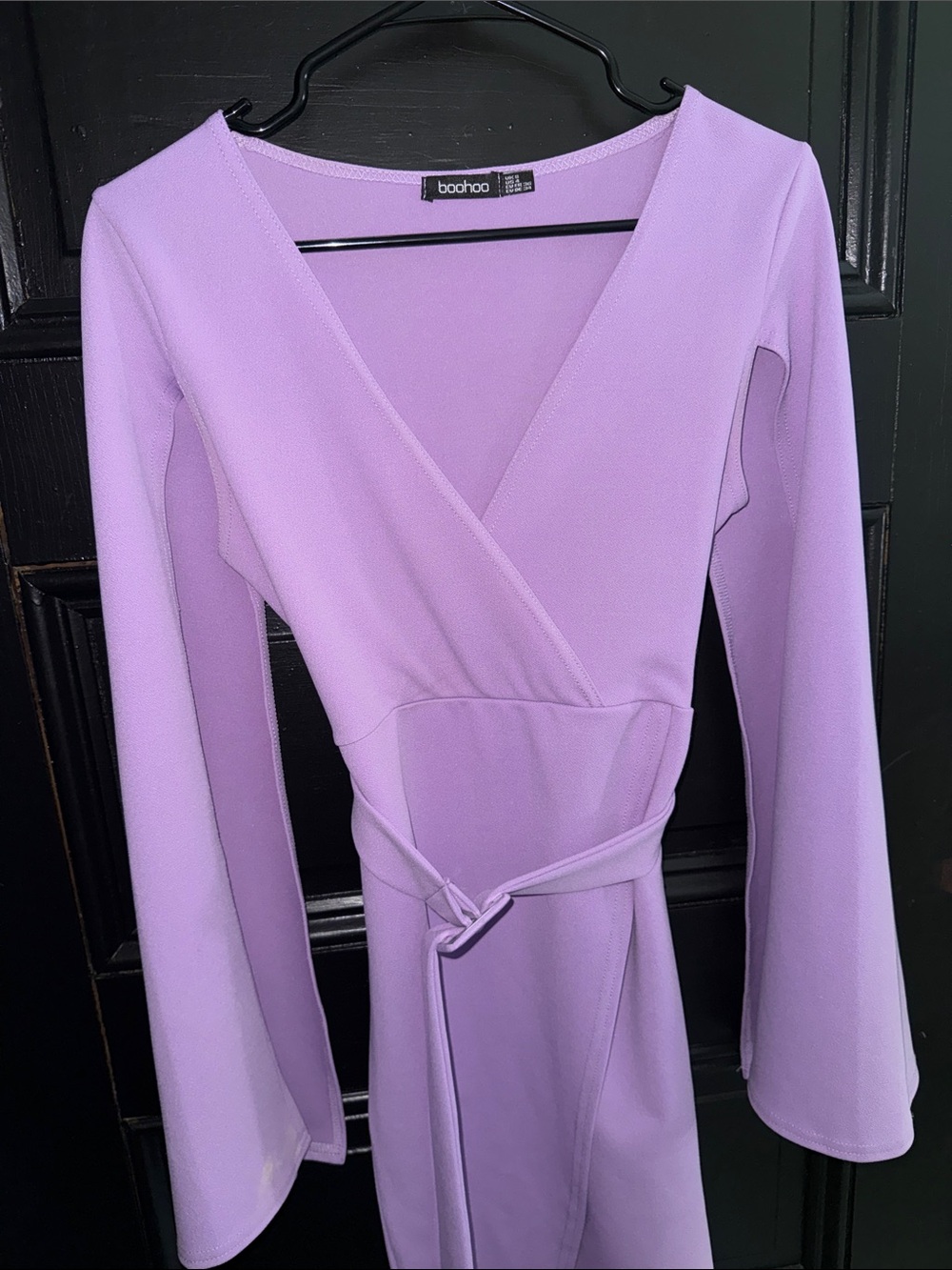 Boohoo Lilac Wrap Midi Dress with Self-Tie Waist